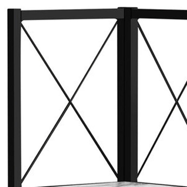HomeRoots 59" Modern White Metal and Wood Four-Tier Corner Bookcase - Stylish Storage for Small Spaces 489793