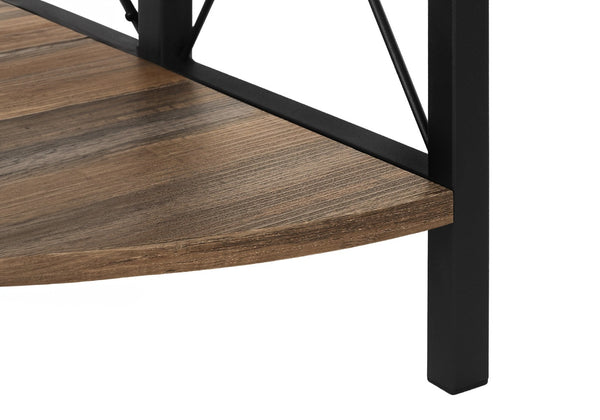 HomeRoots 59" Stylish Brown Metal and Wood Four-Tier Corner Bookcase for Compact Spaces and Organized Living 489794
