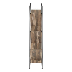 HomeRoots 60" Brown Metal and Wood Five-Tier Geometric Bookcase - Modern Design, Space-Saving Storage Solution 489795