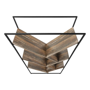 HomeRoots 60" Brown Metal and Wood Five-Tier Geometric Bookcase - Modern Design, Space-Saving Storage Solution 489795