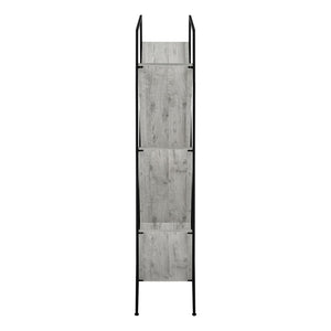 HomeRoots 60" Modern Industrial Gray Metal & Wood Five-Tier Geometric Bookcase for Stylish Storage Solutions 489796
