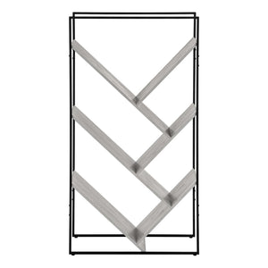 HomeRoots 60" Modern Industrial Gray Metal & Wood Five-Tier Geometric Bookcase for Stylish Storage Solutions 489796