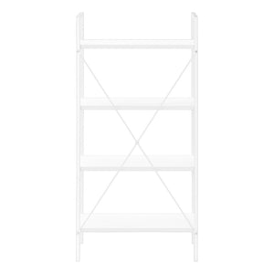 HomeRoots 48" Modern Four-Tier Etagere Bookcase - Stylish White Metal Frame with Wood-Look Shelves for Any Space 489799