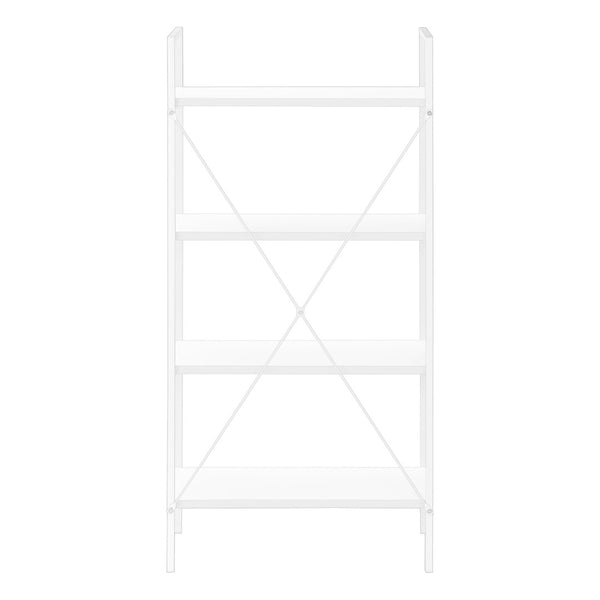 HomeRoots 48" Modern Four-Tier Etagere Bookcase - Stylish White Metal Frame with Wood-Look Shelves for Any Space 489799