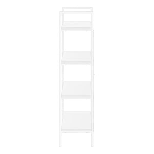 HomeRoots 48" Modern Four-Tier Etagere Bookcase - Stylish White Metal Frame with Wood-Look Shelves for Any Space 489799