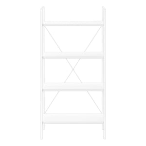HomeRoots 48" Modern Four-Tier Etagere Bookcase - Stylish White Metal Frame with Wood-Look Shelves for Any Space 489799