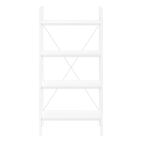 HomeRoots 48" Modern Four-Tier Etagere Bookcase - Stylish White Metal Frame with Wood-Look Shelves for Any Space 489799