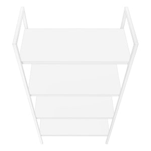 HomeRoots 48" Modern Four-Tier Etagere Bookcase - Stylish White Metal Frame with Wood-Look Shelves for Any Space 489799