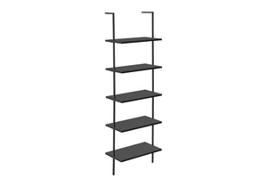 HomeRoots 72" Black Metal and Wood Five-Tier Bookcase – Stylish Vertical Storage for Modern Spaces & Decor 489800