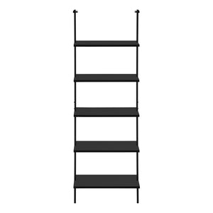HomeRoots 72" Black Metal and Wood Five-Tier Bookcase – Stylish Vertical Storage for Modern Spaces & Decor 489800