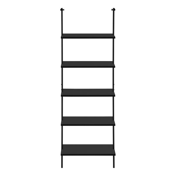 HomeRoots 72" Black Metal and Wood Five-Tier Bookcase – Stylish Vertical Storage for Modern Spaces & Decor 489800
