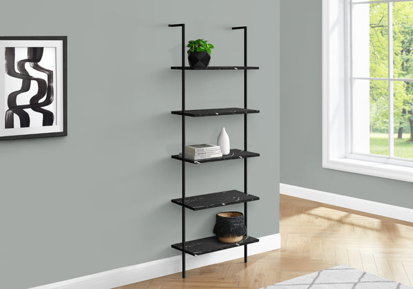 HomeRoots 72" Black Metal Five-Tier Bookcase - Stylish Industrial Design for Modern Spaces & Maximum Storage 489801