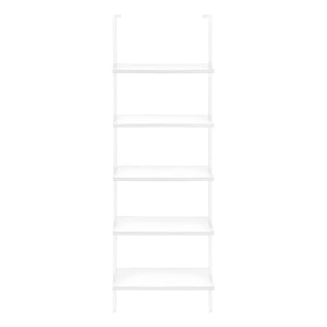 HomeRoots 72" Stylish White Metal Five-Tier Bookcase - Modern Shelving for Home, Office, and Decor Organization 489806