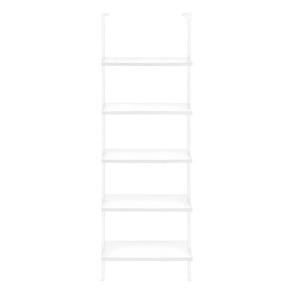 HomeRoots 72" Stylish White Metal Five-Tier Bookcase - Modern Shelving for Home, Office, and Decor Organization 489806