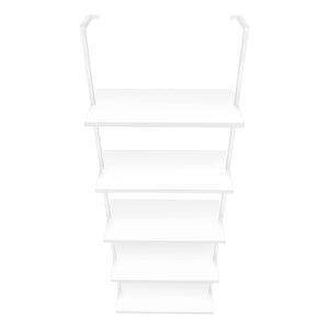 HomeRoots 72" Stylish White Metal Five-Tier Bookcase - Modern Shelving for Home, Office, and Decor Organization 489806