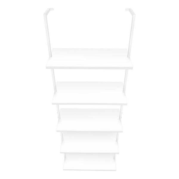HomeRoots 72" Stylish White Metal Five-Tier Bookcase - Modern Shelving for Home, Office, and Decor Organization 489806