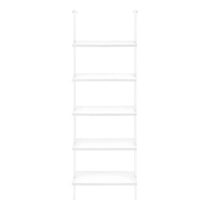 HomeRoots 72" Stylish White Metal Five-Tier Bookcase - Modern Shelving for Home, Office, and Decor Organization 489806