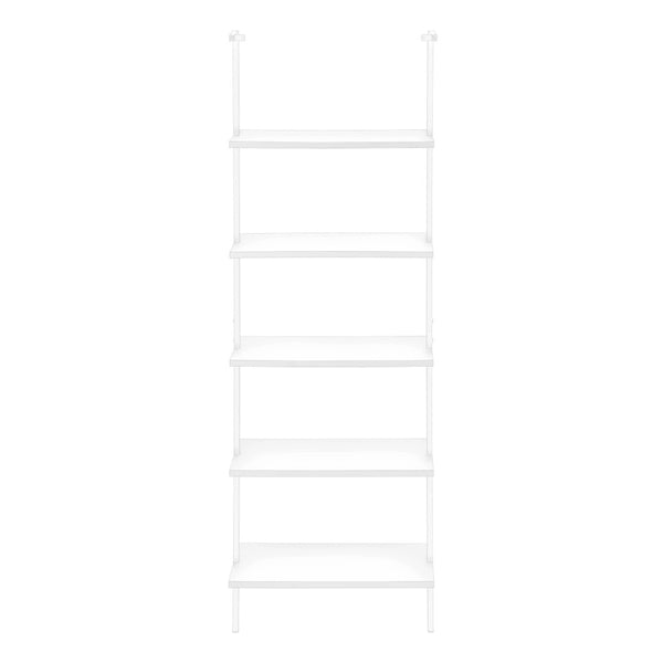HomeRoots 72" Stylish White Metal Five-Tier Bookcase - Modern Shelving for Home, Office, and Decor Organization 489806