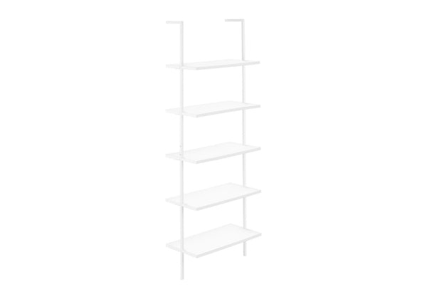 HomeRoots 72" Stylish White Metal Five-Tier Bookcase - Modern Shelving for Home, Office, and Decor Organization 489806