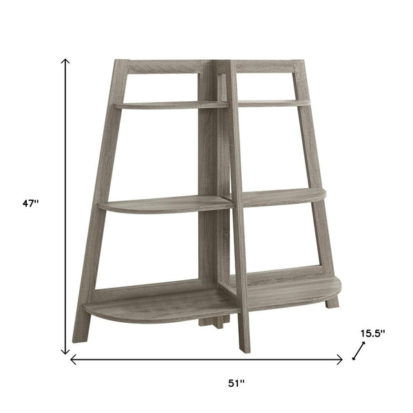 HomeRoots 47" Taupe Etagere Bookcase - Stylish Six-Tier Shelving Unit for Versatile Storage & Display Solutions 489808