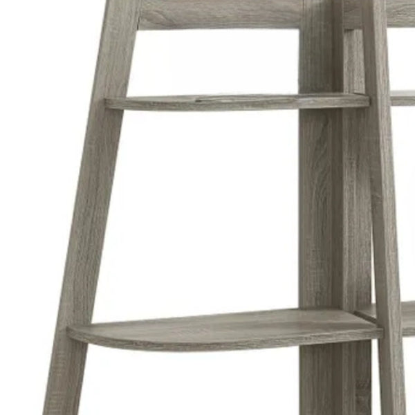 HomeRoots 47" Taupe Etagere Bookcase - Stylish Six-Tier Shelving Unit for Versatile Storage & Display Solutions 489808