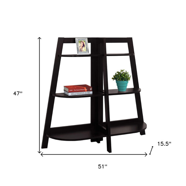 HomeRoots 47" Espresso Etagere Bookcase - Stylish Six-Tier Storage Shelf for Home, Office & Living Spaces 489809
