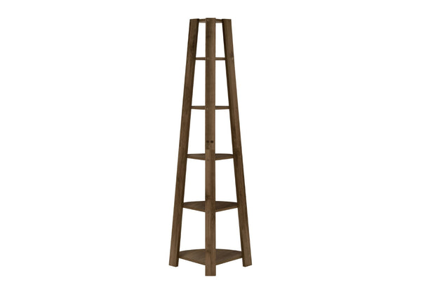 HomeRoots 71" Dark Brown Wood Five-Tier Corner Bookcase - Stylish Storage Solution for Small Spaces & Decor 489812