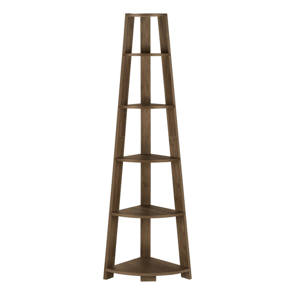 HomeRoots 71" Dark Brown Wood Five-Tier Corner Bookcase - Stylish Storage Solution for Small Spaces & Decor 489812