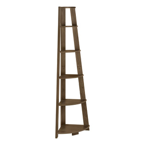 HomeRoots 71" Dark Brown Wood Five-Tier Corner Bookcase - Stylish Storage Solution for Small Spaces & Decor 489812