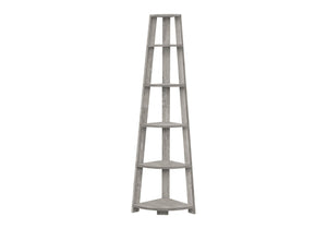 HomeRoots 71" Gray Corner Bookcase - Five-Tier Versatile Storage Solution for Modern Living Spaces & Offices 489813