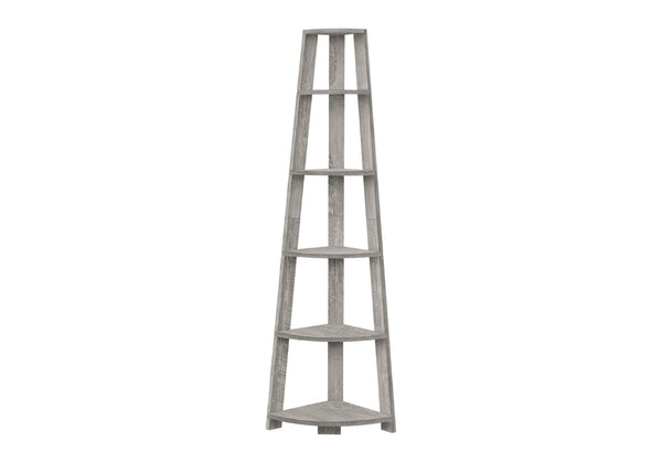HomeRoots 71" Gray Corner Bookcase - Five-Tier Versatile Storage Solution for Modern Living Spaces & Offices 489813
