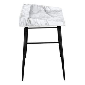 47 Inch Parsons Style Writing Desk with Faux Marble Top Iron Frame Home Office