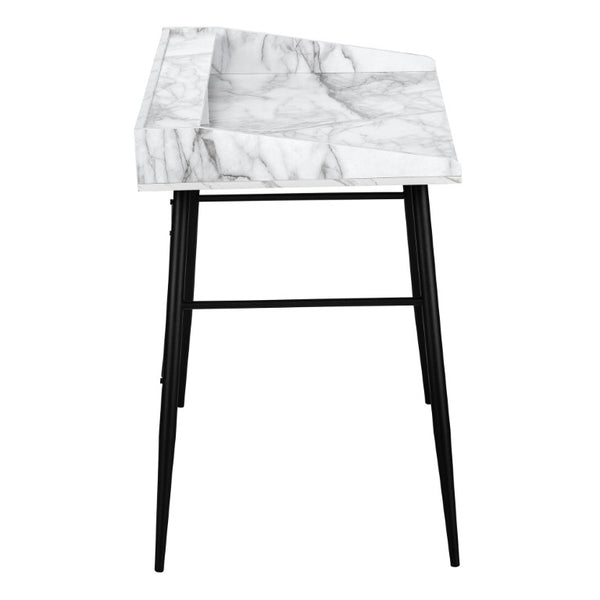 47 Inch Parsons Style Writing Desk with Faux Marble Top Iron Frame Home Office