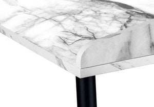 47 Inch Parsons Style Writing Desk with Faux Marble Top Iron Frame Home Office