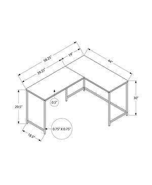 HomeRoots 58" Modern L-Shaped Corner Computer Desk with Natural Wood Top & White Metal Base for Home Office 489855