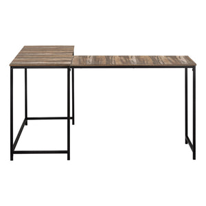 HomeRoots 58" L-Shaped Brown and Black Corner Desk - Stylish, Space-Saving Design for Home Office & Living Room 489861