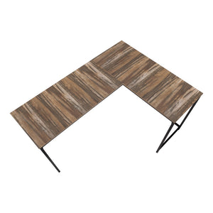 HomeRoots 58" L-Shaped Brown and Black Corner Desk - Stylish, Space-Saving Design for Home Office & Living Room 489861