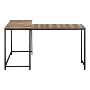 Homeroots 58" Stylish Brown And Black Wood And Metal Corner Computer Desk For Modern Office Spaces   489861