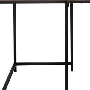 HomeRoots 58" L-Shaped Brown and Black Corner Desk - Stylish, Space-Saving Design for Home Office & Living Room 489861