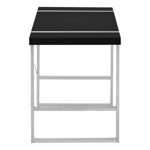 HomeRoots 49" Sleek Black and Silver Computer Desk - Durable, Stylish, and Spacious for Home or Office Use 489864
