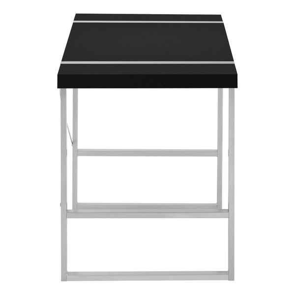 HomeRoots 49" Sleek Black and Silver Computer Desk - Durable, Stylish, and Spacious for Home or Office Use 489864
