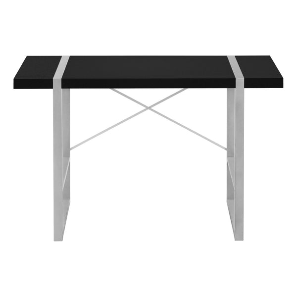 HomeRoots 49" Sleek Black and Silver Computer Desk - Durable, Stylish, and Spacious for Home or Office Use 489864