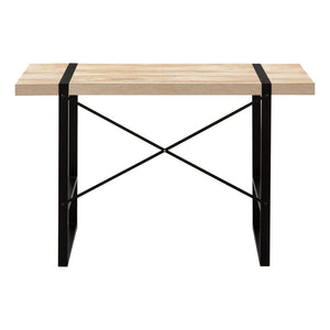 HomeRoots 49" Stylish Natural Wood and Black Metal Computer Desk for Home Office, Compact & Durable Design 489866