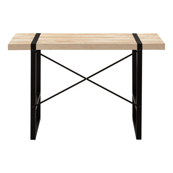 HomeRoots 49" Stylish Natural Wood and Black Metal Computer Desk for Home Office, Compact & Durable Design 489866