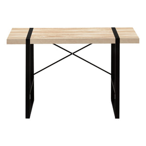 HomeRoots 49" Stylish Natural Wood and Black Metal Computer Desk for Home Office, Compact & Durable Design 489866