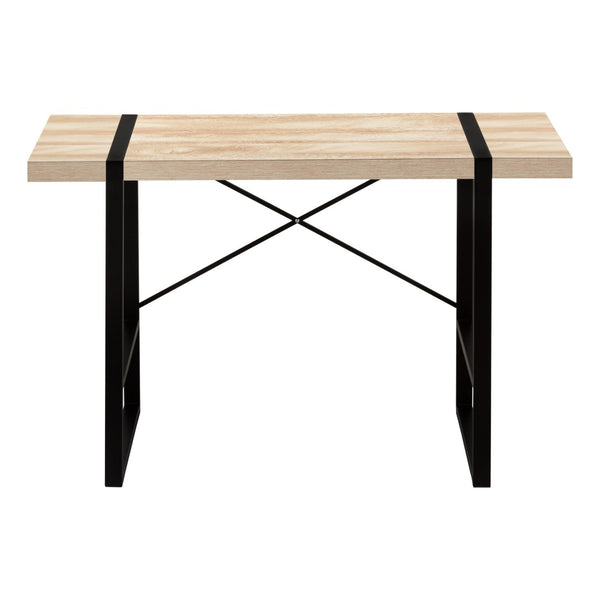 HomeRoots 49" Stylish Natural Wood and Black Metal Computer Desk for Home Office, Compact & Durable Design 489866