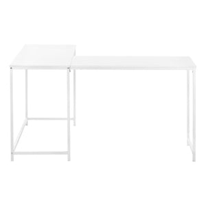 Homeroots 58" White Wood And Metal Corner Computer Desk - Stylish Space-saving Design For Home Office Comfort   489867