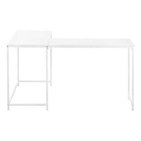 Homeroots 58" White Wood And Metal Corner Computer Desk - Stylish Space-saving Design For Home Office Comfort   489867