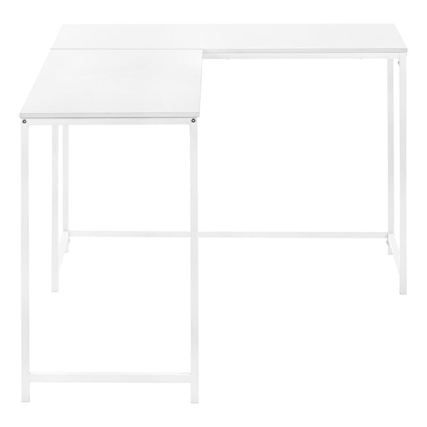 Homeroots 58" White Wood And Metal Corner Computer Desk - Stylish Space-saving Design For Home Office Comfort   489867