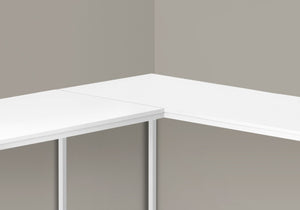 Homeroots 58" White Wood And Metal Corner Computer Desk - Stylish Space-saving Design For Home Office Comfort   489867